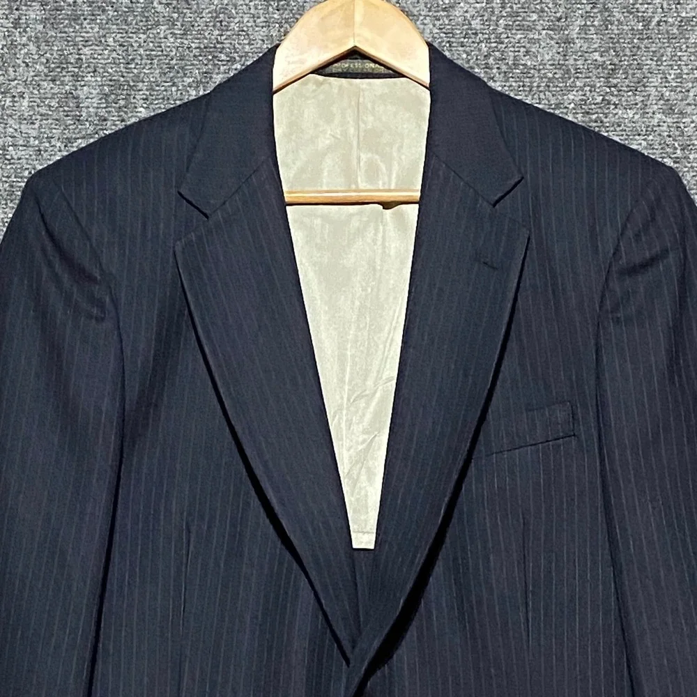 Johnny Carson Vintage Mens‎ Blue Pinstripe Pure Wool 2 Button Sport Coat 39R